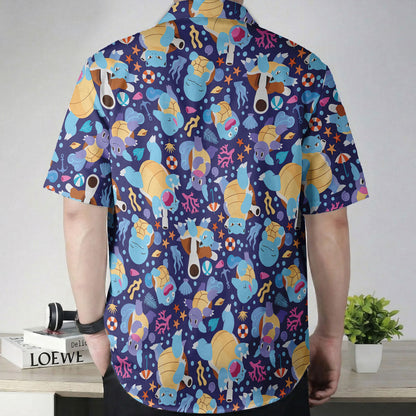Blastoise Ocean Pattern Pokémon Hawaiian Shirt
