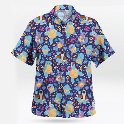 Blastoise Ocean Pattern Pokémon Hawaiian Shirt