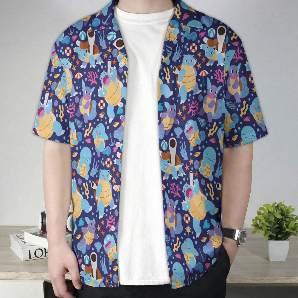Blastoise Ocean Pattern Pokémon Hawaiian Shirt