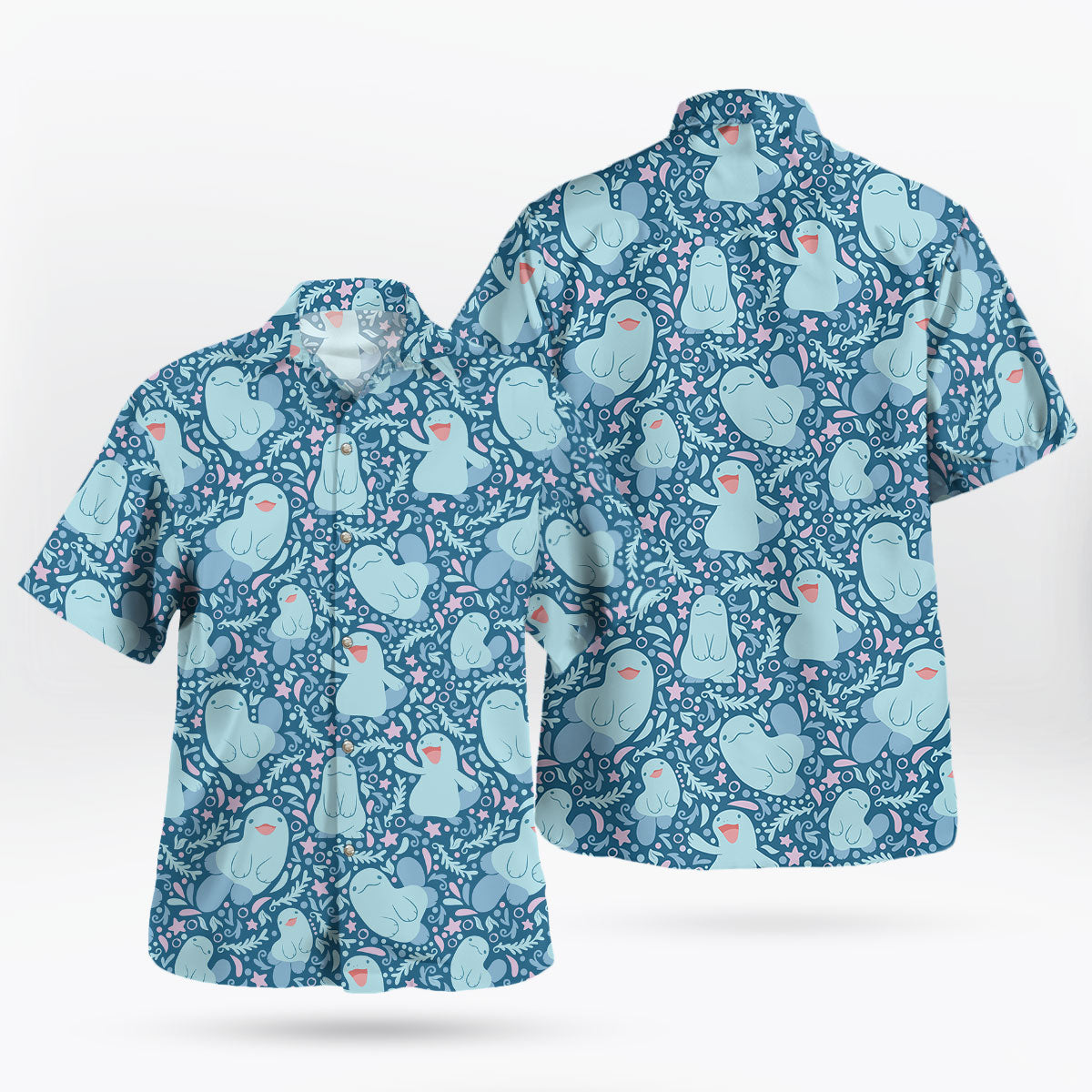 Blue Quagsire Ocean Pattern Pokémon Hawaiian Shirt