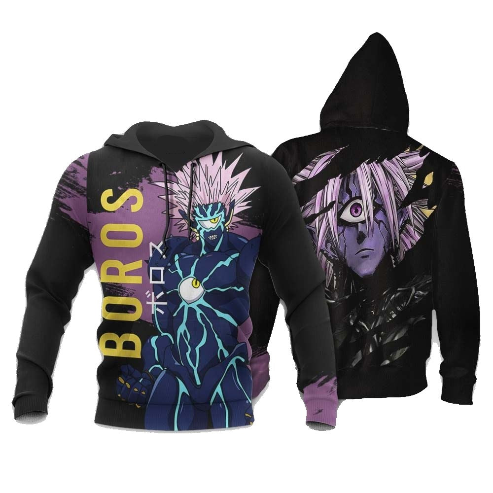 One Punch Man Hoodie One Punch Man Villain Boros Hoodie Black Purple Unisex