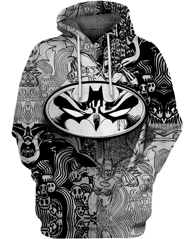Batman Hoodie Dc Breakthrough Batman Comic Doodle Hoodie Black White Unisex - Cozy Hoodie For Cold Weather