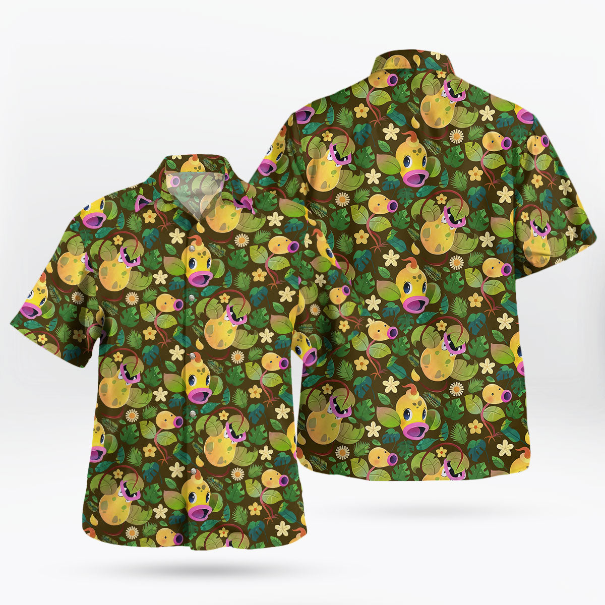 Brown Jungle Bellsprout Pokemon Hawaiian Shirt