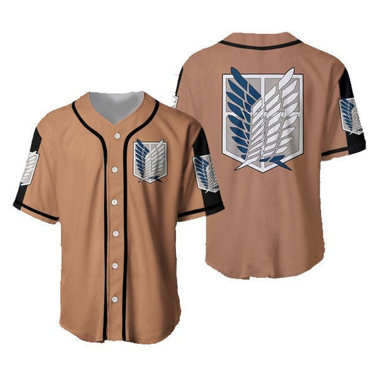 Attack on Titan Baseball Jersey Survey Corps Attack on Titan Jersey Shirt Brown Unisex Adult New Release