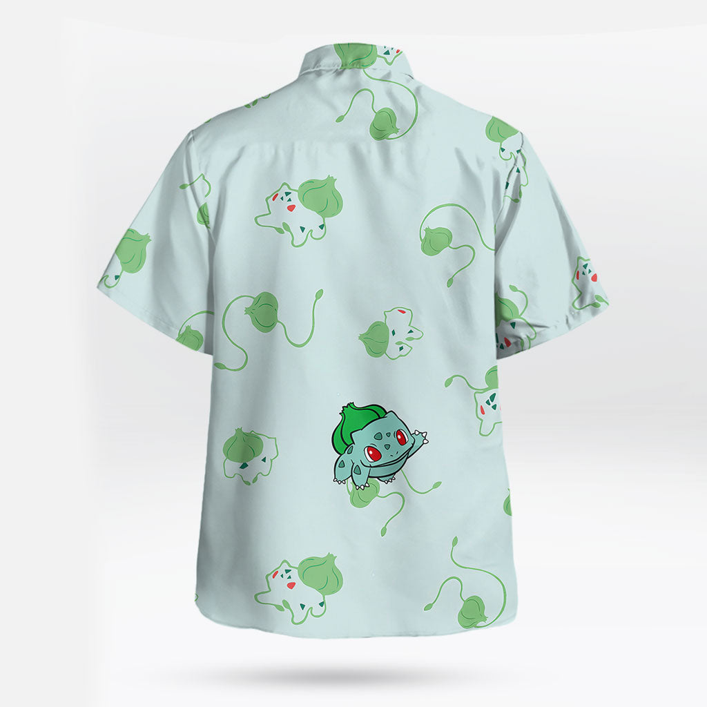 Bulbasaur Pokémon Hawaiian Shirt Cute Green Leaf Print | Tropi Hawaiian Shirts Store
