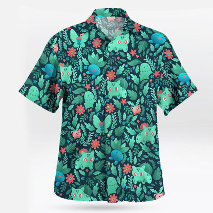 Bulbasaur Pokemon Hawaiian Shirt Tropical Grass Type Aloha Shirt - Tropi Hawaiian Shirts