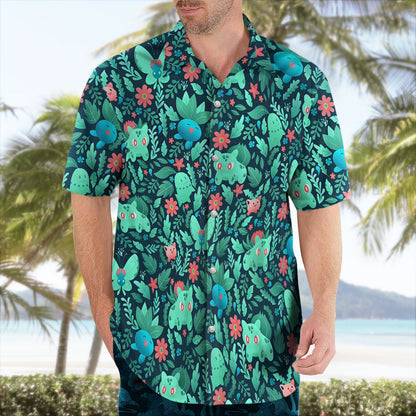 Bulbasaur Pokemon Hawaiian Shirt Tropical Grass Type Aloha Shirt - Tropi Hawaiian Shirts