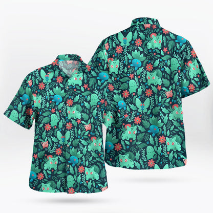 Bulbasaur Pokemon Hawaiian Shirt Tropical Grass Type Aloha Shirt - Tropi Hawaiian Shirts