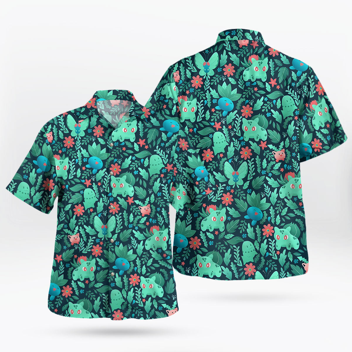 Bulbasaur Pokemon Hawaiian Shirt Tropical Grass Type Aloha Shirt - Tropi Hawaiian Shirts