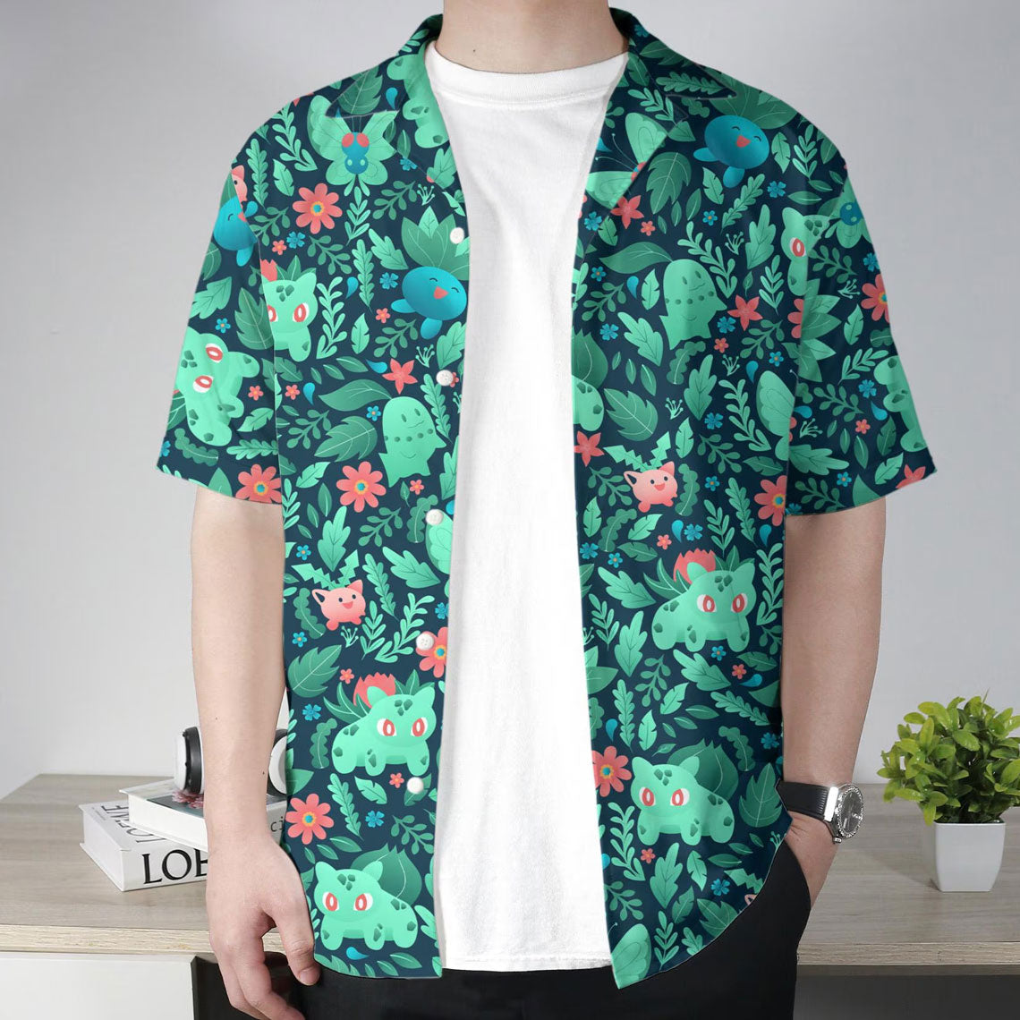 Bulbasaur Pokemon Hawaiian Shirt Tropical Grass Type Aloha Shirt - Tropi Hawaiian Shirts