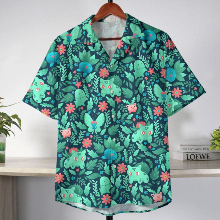 Bulbasaur Pokemon Hawaiian Shirt Tropical Grass Type Aloha Shirt - Tropi Hawaiian Shirts
