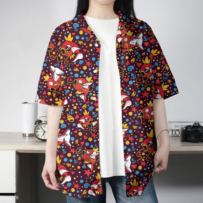 Burgundy Magikarp Pattern Pokemon Hawaiian Shirt