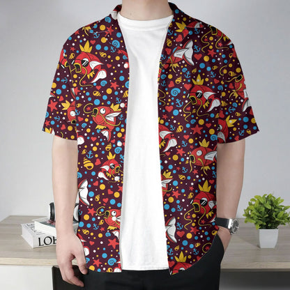 Burgundy Magikarp Pattern Pokemon Hawaiian Shirt