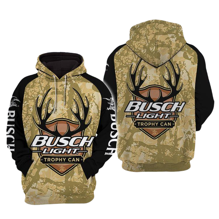 Busch Light Hoodie Busch Light Trophy Can Skeleton Hoodie Yellow Unisex - Cozy Hoodie For Cold Weather