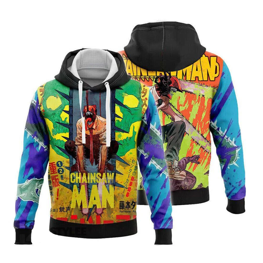Chainsaw Man Hoodie Retro Vintage Chainsaw Man Denji Hoodie Colorful Unisex - Cozy Hoodie For Cold Weather
