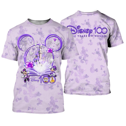 Disney T-Shirt Mk Minnie Friends Castle Disney 100 Years Of Wonder T-Shirt Purple Unisex Adults New Release - Trendy Gift For Men & Women