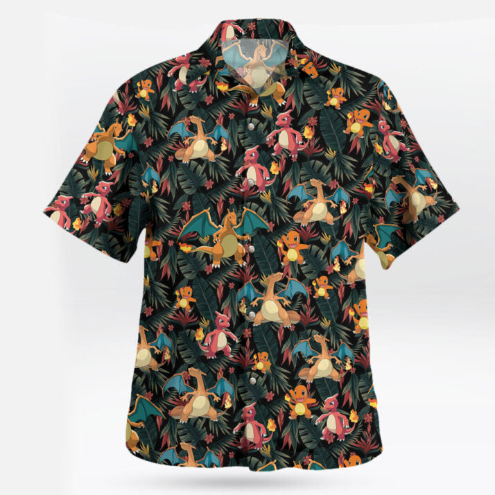 Charizard Charmander Evolution Tropical Hawaiian Shirt | Tropi Hawaiian Shirts Store