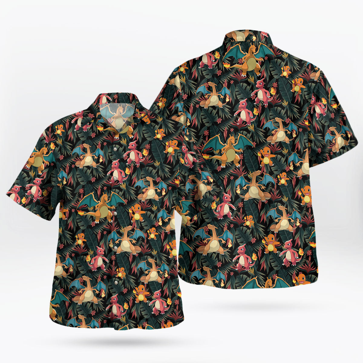 Charizard Charmander Evolution Tropical Hawaiian Shirt | Tropi Hawaiian Shirts Store