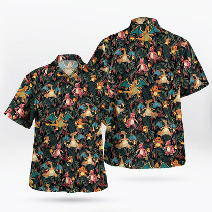 Charizard Charmander Evolution Tropical Hawaiian Shirt | Tropi Hawaiian Shirts Store