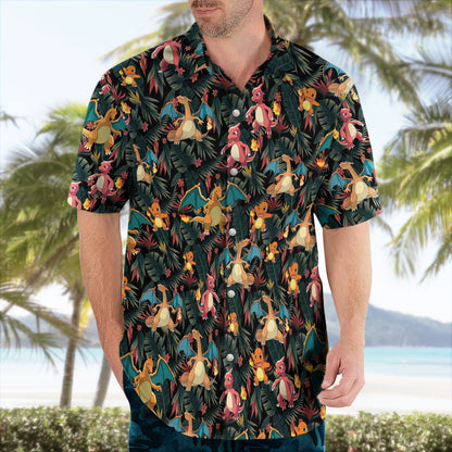 Charizard Charmander Evolution Tropical Hawaiian Shirt | Tropi Hawaiian Shirts Store