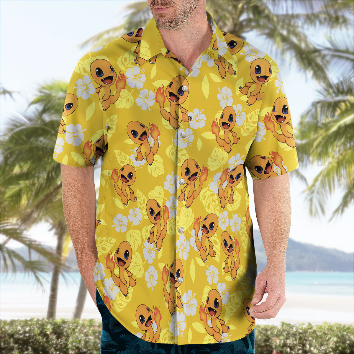 Charmander Pokemon Hawaiian Shirt Tropical Fire Type Aloha Shirt - Tropi Hawaiian Shirts