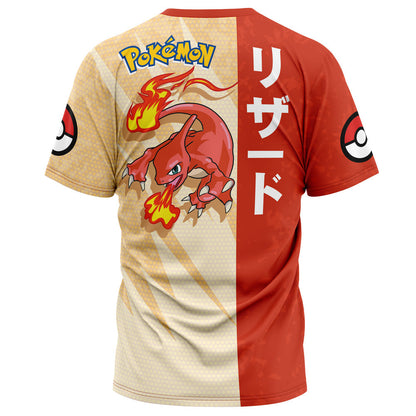Pokemon T-Shirt Pokemon Charmeleon Attack Pose T-Shirt Red Orange Unisex - Trendy Gift For Men & Women