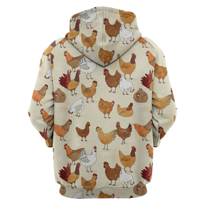 Chicken Hoodie Cartoon Chicken Family Pattern Hoodie Colorful Unisex - Cozy Hoodie For Cold Weather