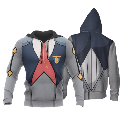  Darling In The Franxx Hoodie Darling In The Franxx Code 666 Zorome Costume Grey Hoodie Anime Hoodie Full Size