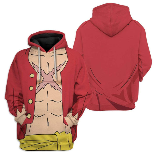 One Piece Hoodie One Pieace Luffy Main Character Costume T-Shirt Red Unisex - Trendy Gift For Men & Women