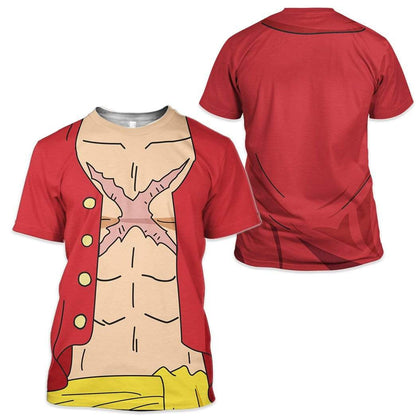 One Piece Hoodie One Pieace Luffy Main Character Costume T-Shirt Red Unisex - Trendy Gift For Men & Women