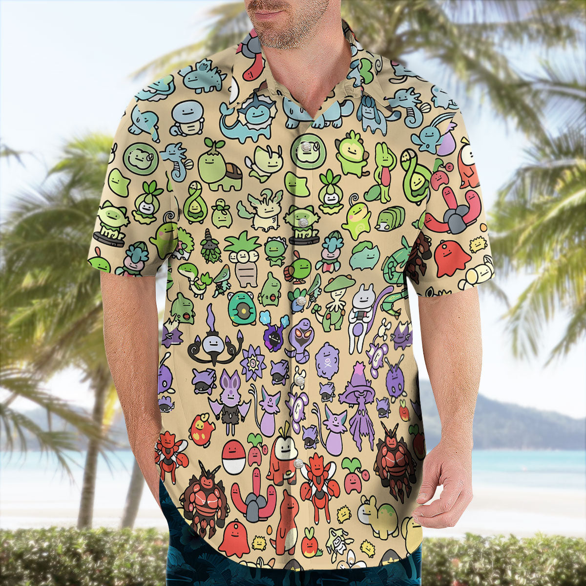 Cute Kanto Pokemon Chibi Hawaiian Shirt Cartoon Edition | Tropi Hawaiian Shirts Store
