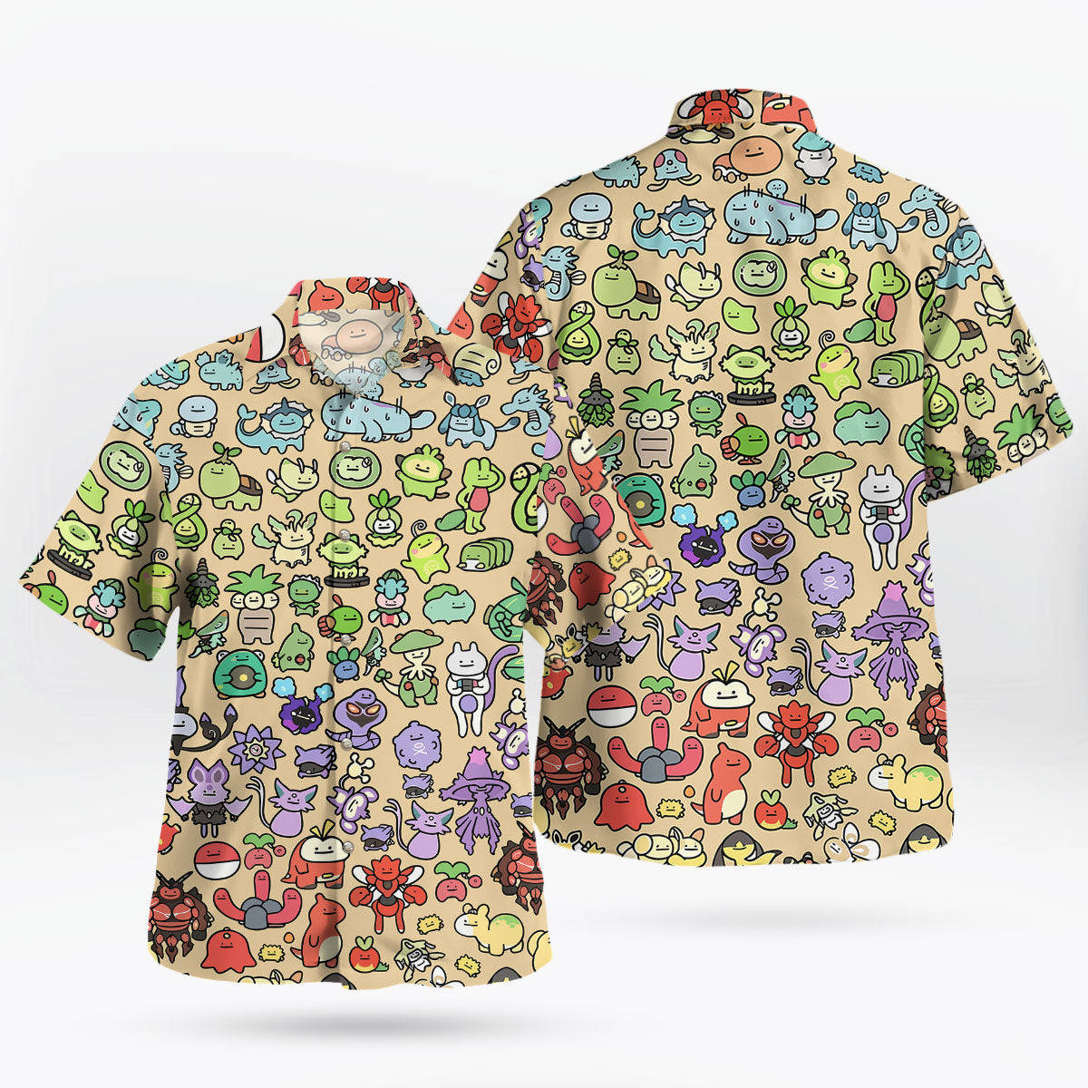 Cute Kanto Pokemon Chibi Hawaiian Shirt Cartoon Edition | Tropi Hawaiian Shirts Store
