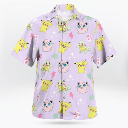 Cute Pokemon Button-Up Hawaiian Shirt – Mini Print Design - Tropi Hawaiian Shirts
