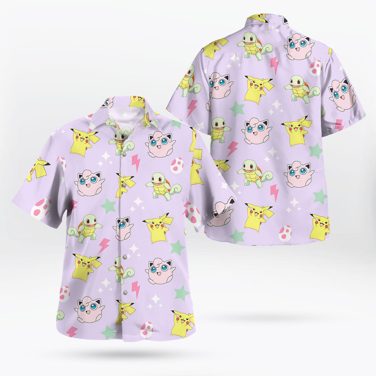 Cute Pokemon Button-Up Hawaiian Shirt – Mini Print Design - Tropi Hawaiian Shirts