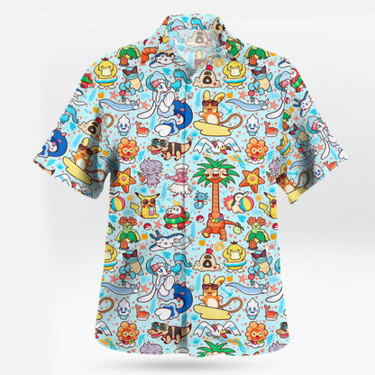 Cute Summer Pokemon Beach Party Hawaiian Shirt