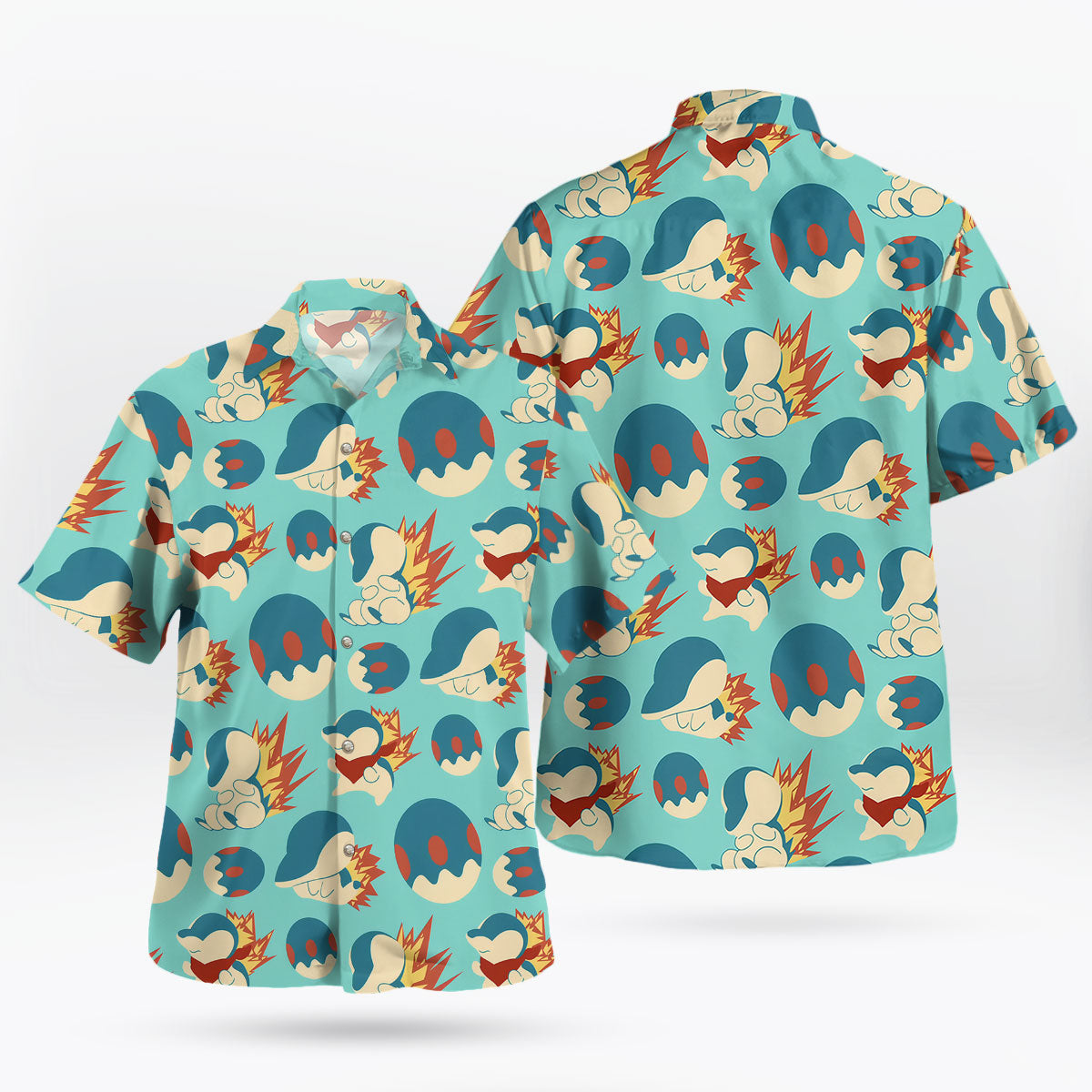 Cyndaquil Retro Pattern Pokémon Hawaiian Shirt