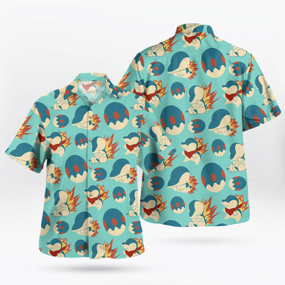 Cyndaquil Retro Pattern Pokémon Hawaiian Shirt
