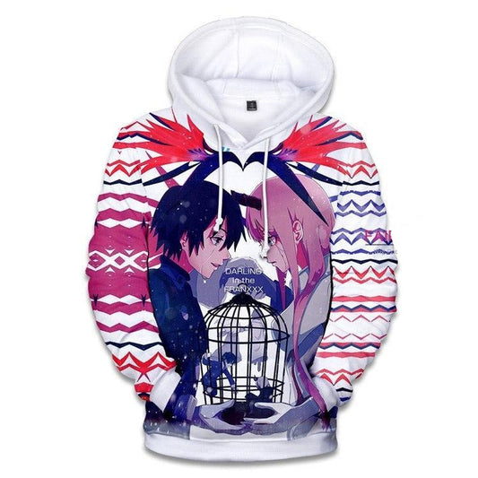  Darling In The Franxx Hoodie Darling In The Franxx Hiro And 02 White Pink Hoodie Anime Hoodie Adult Unisex