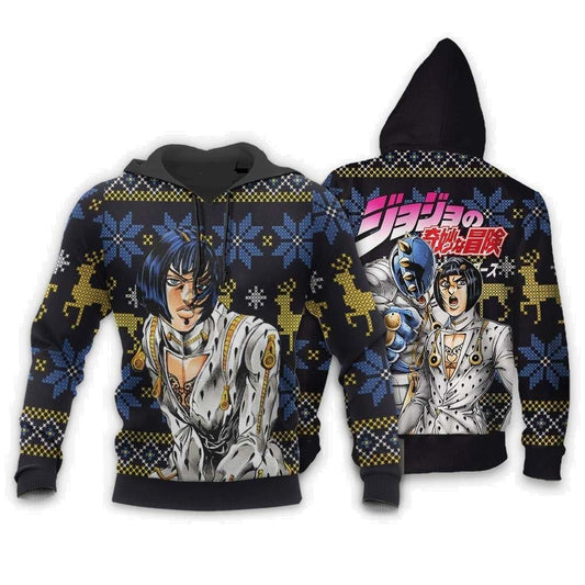 Jojos Bizarre Adventure Hoodie Bruno Bucciarati Graphic Christmas Pattern Hoodie Black Blue Unisex - Cozy Hoodie For Cold Weather
