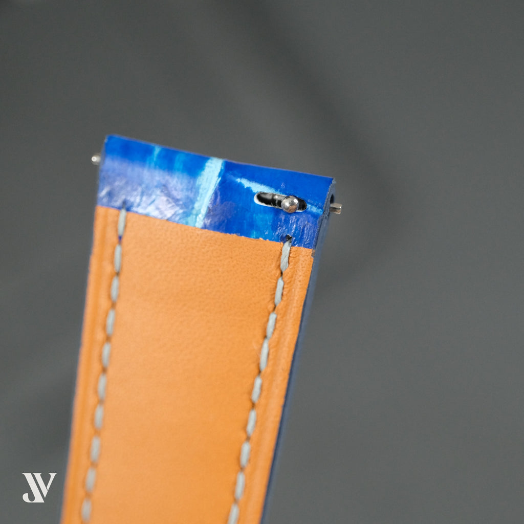 Ocean Blue Patina Alligator Leather Watch Strap — original product photo