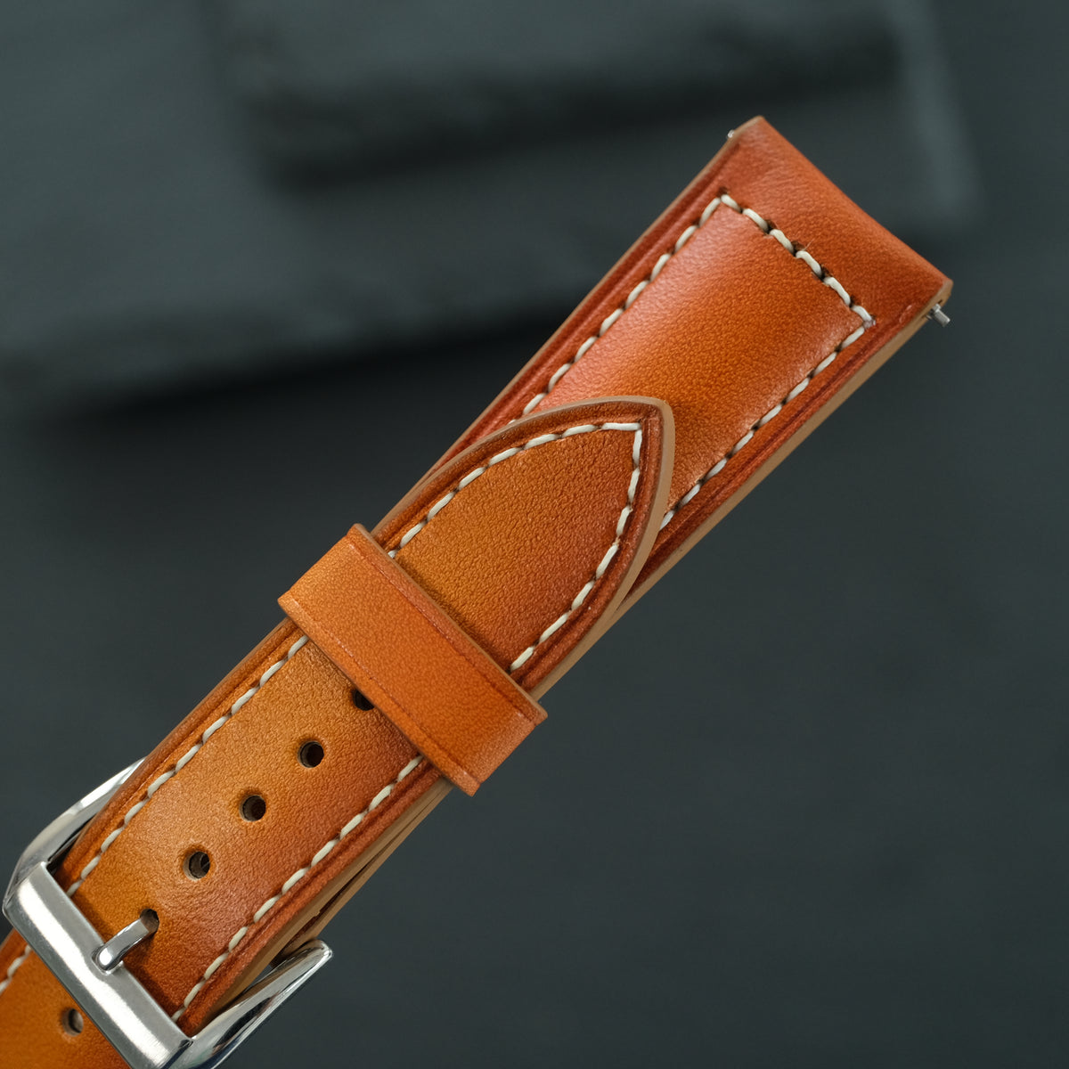 Tan Brown Patina Cowhide Leather Watch Strap — original product photo