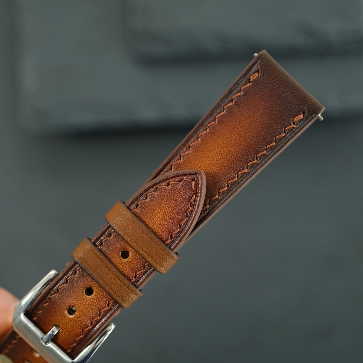 Patina Coffee Brown Vegetable-Tanned Leather Watch Strap — original product photo