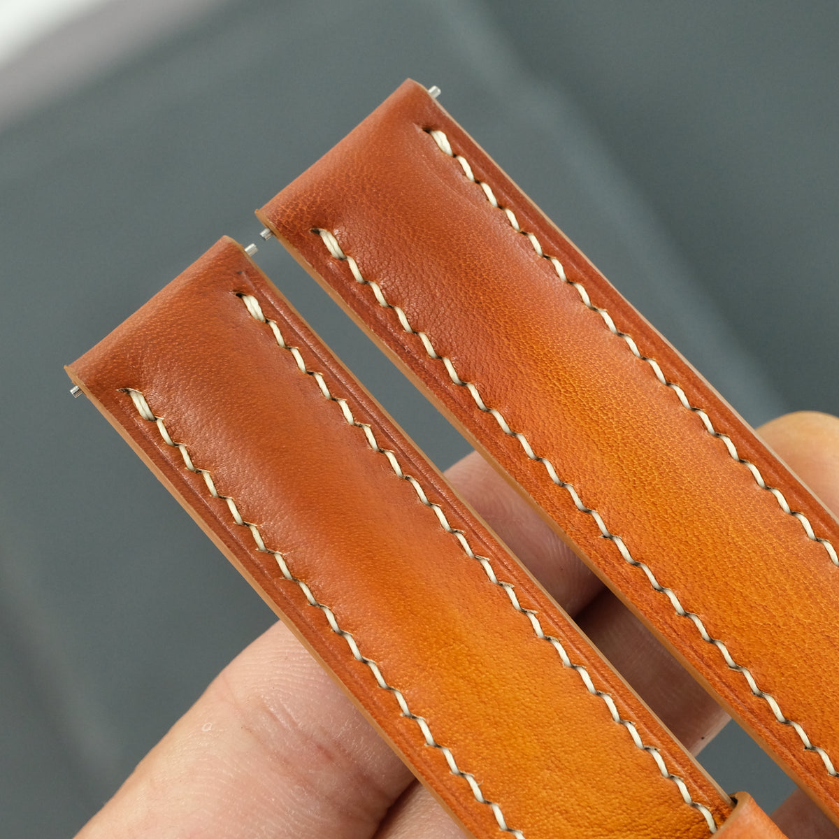 Tan Brown Patina Cowhide Leather Watch Strap — original product photo