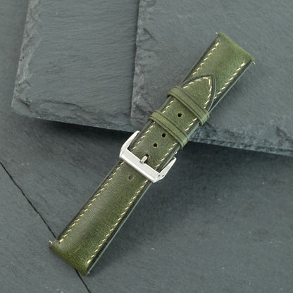 Olive Waxed Cowhide Leather Watch Strap — original product photo