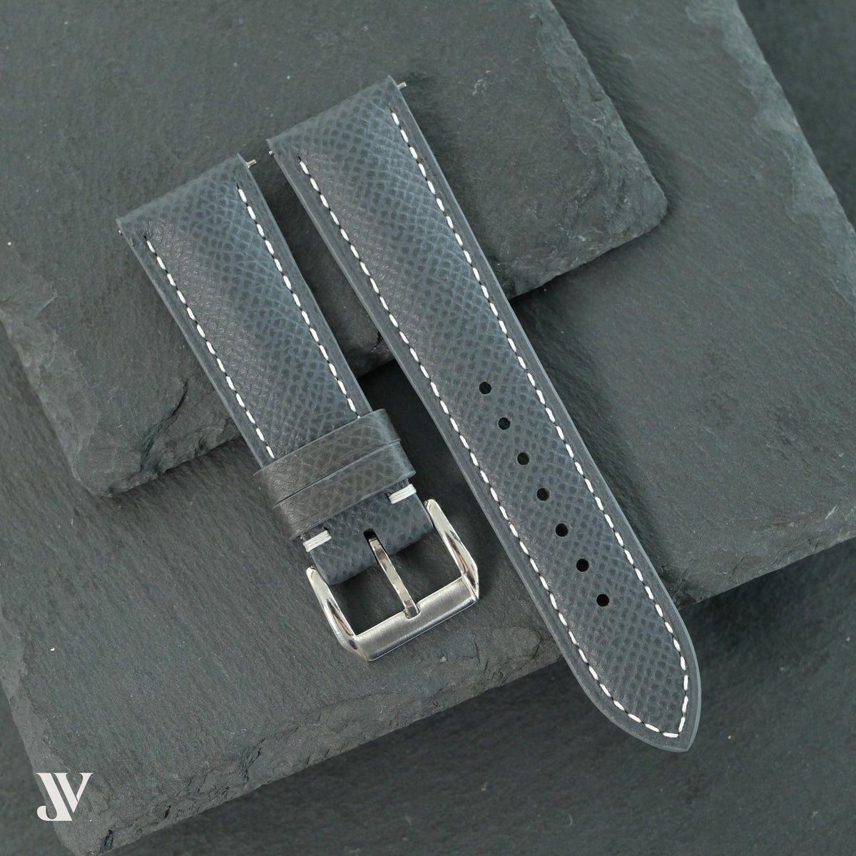 Dark Gray Epsom Classic Leather Watch Strap Custom Fit — original product photo