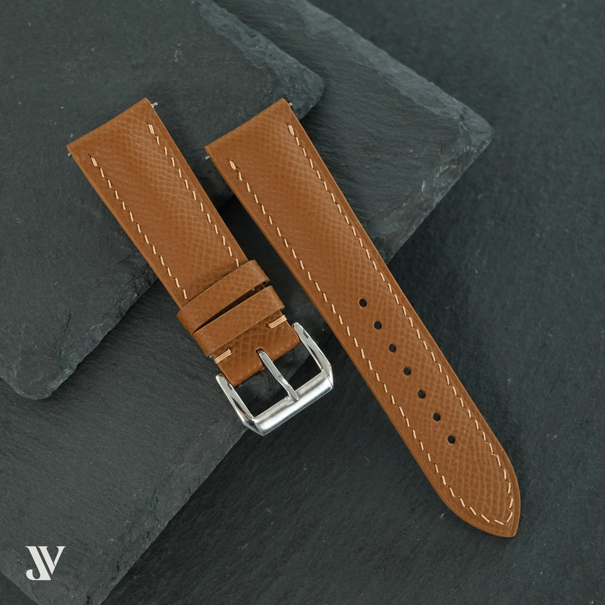 Caramel Epsom Classic Leather Watch Strap Custom Fit — original product photo