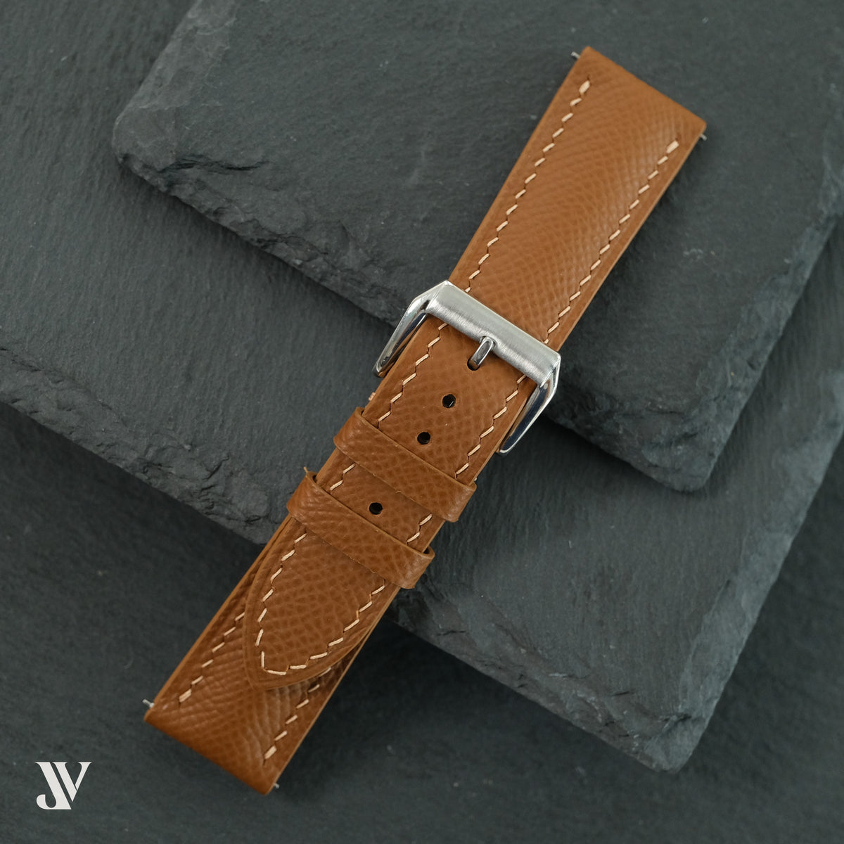 Caramel Epsom Classic Leather Watch Strap Custom Fit — original product photo