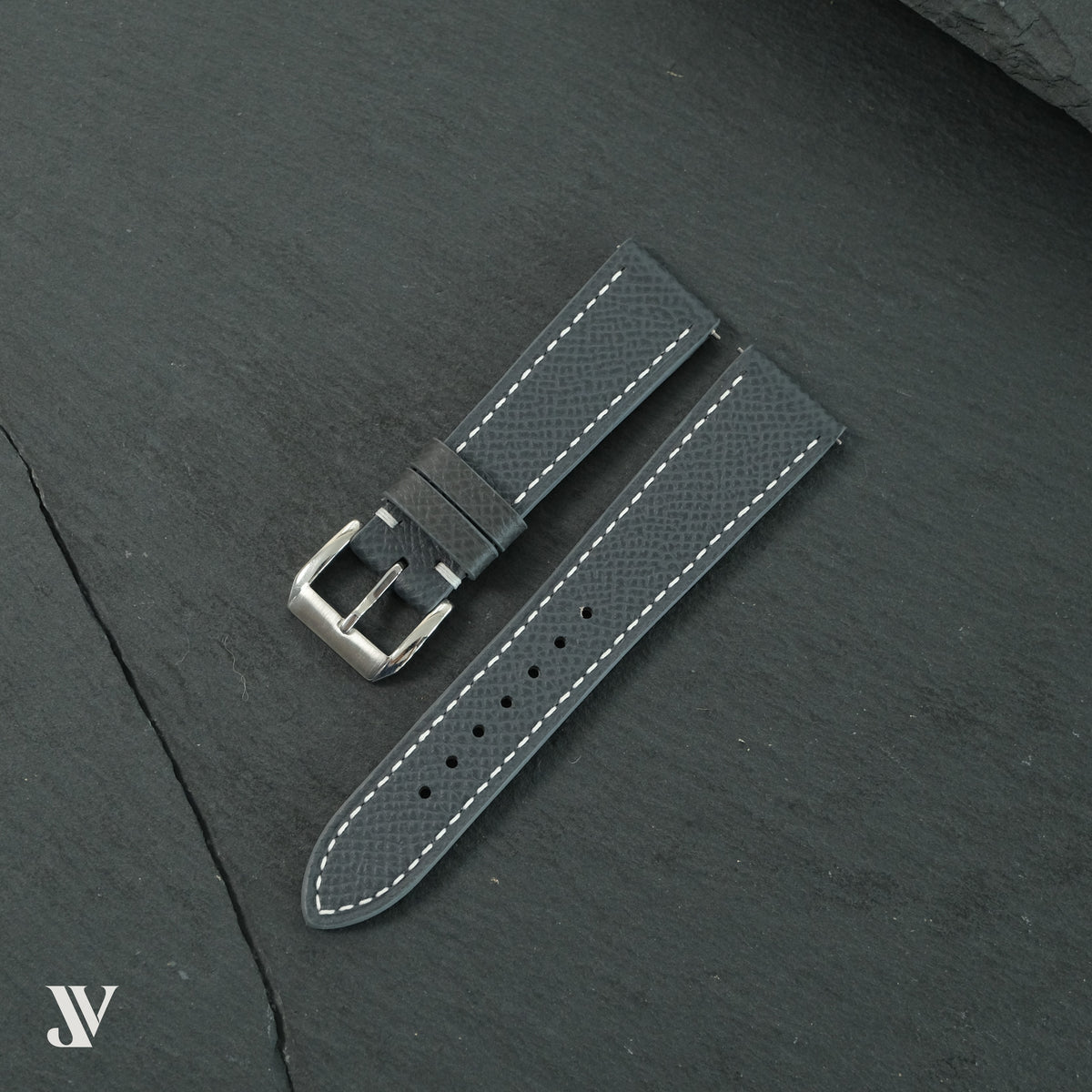 Dark Gray Epsom Classic Leather Watch Strap Custom Fit — original product photo