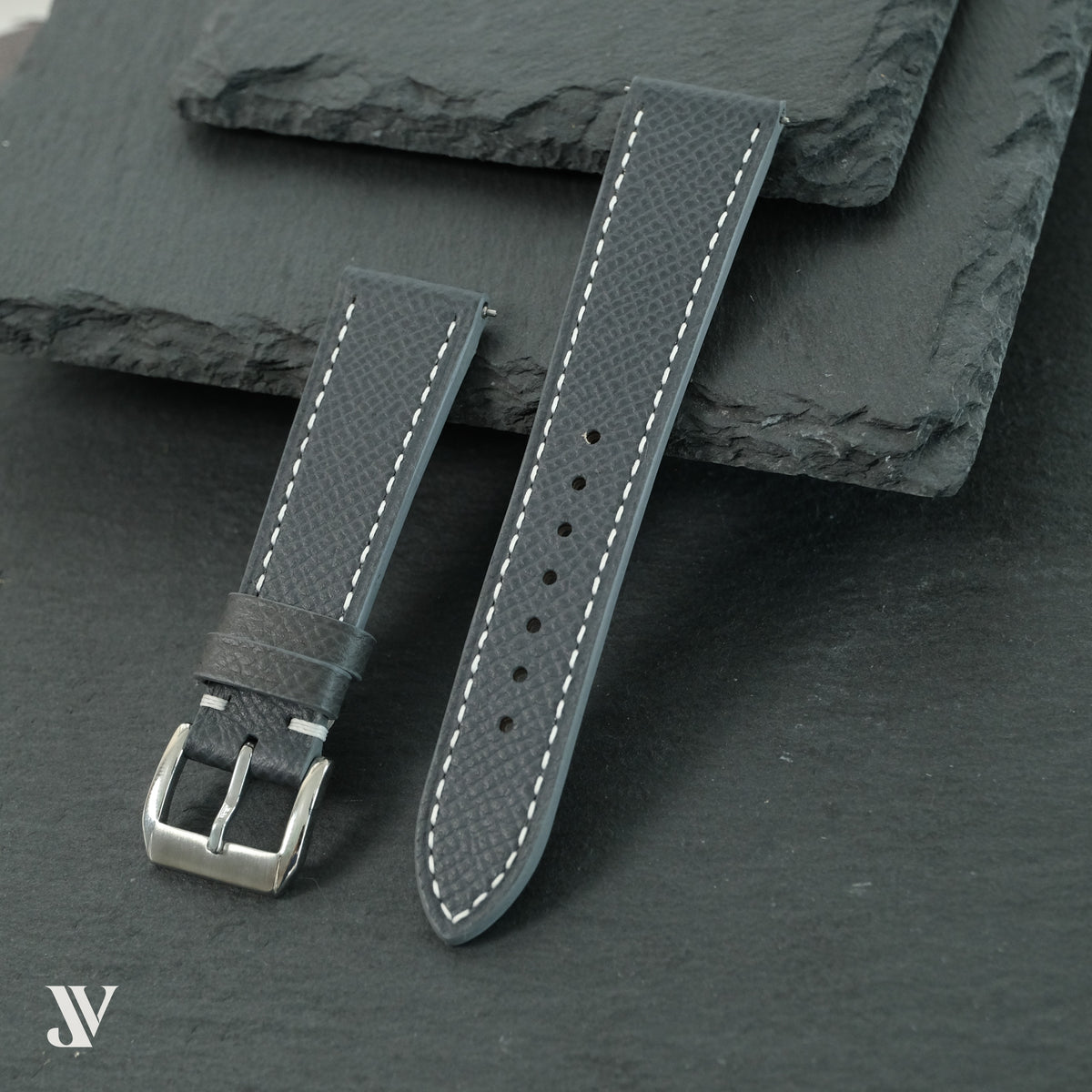 Dark Gray Epsom Classic Leather Watch Strap Custom Fit — original product photo