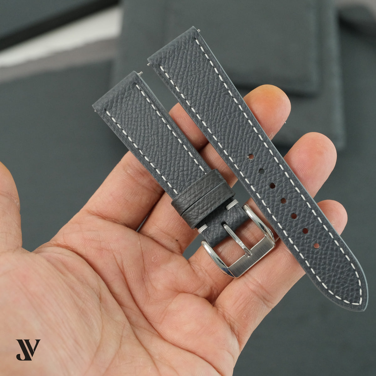 Dark Gray Epsom Classic Leather Watch Strap Custom Fit — original product photo
